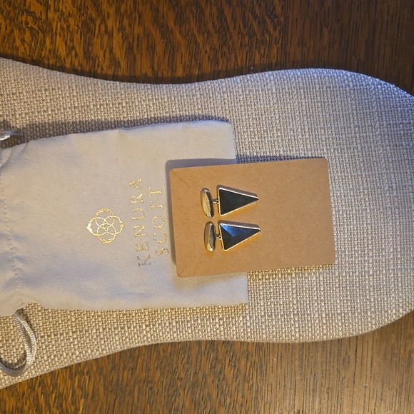 Kendra Scott Vivian Drop Earrings In Black Obsidian With Gold - Picture 8 of 9